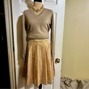 Cynthia Steffe Wms Silk Velvet Burnout Pleated Metallic‎ Lined Party Skirt Blush